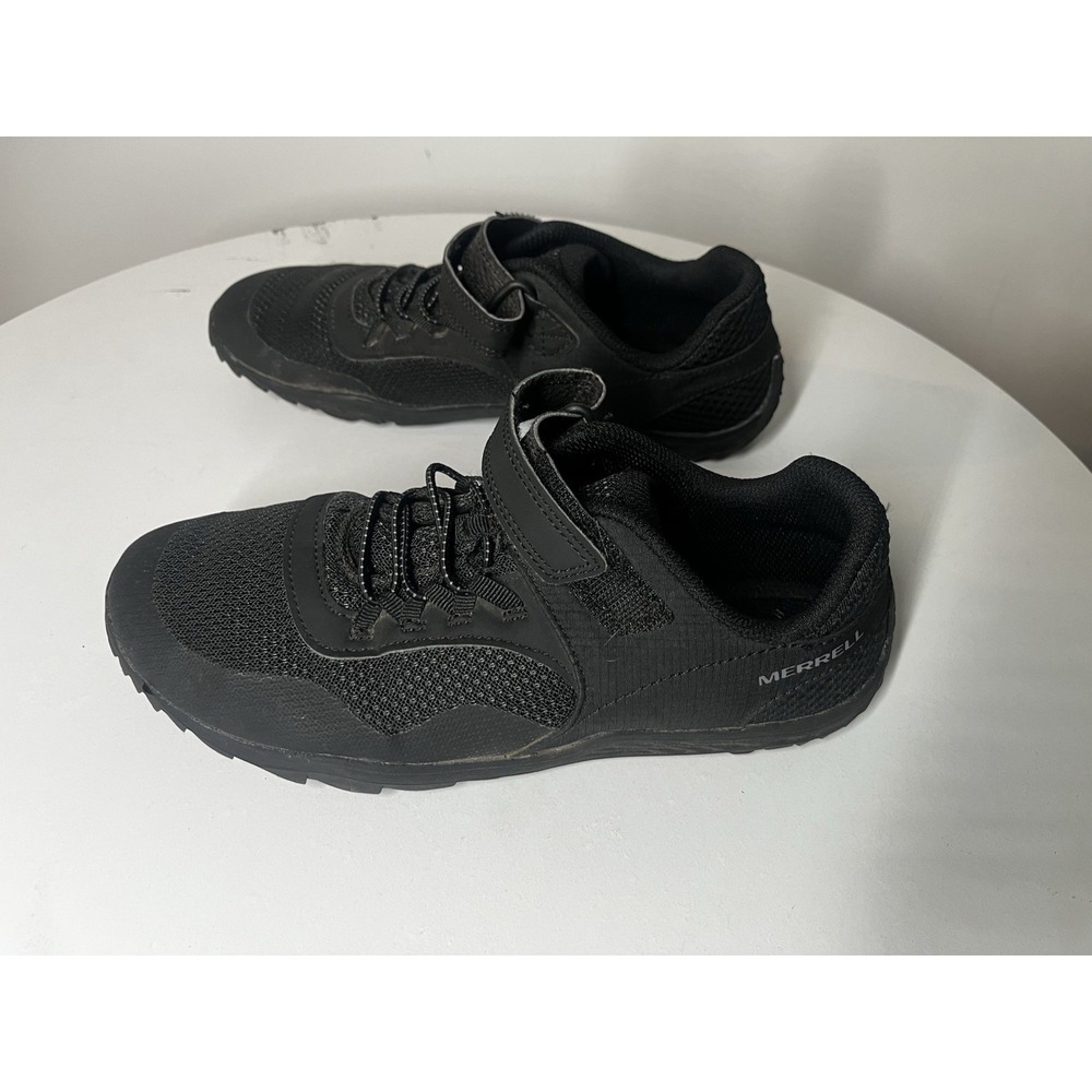 Merrell Black Unisex Kids Athletic Hiking Sneakers Hook & Loop Size 7